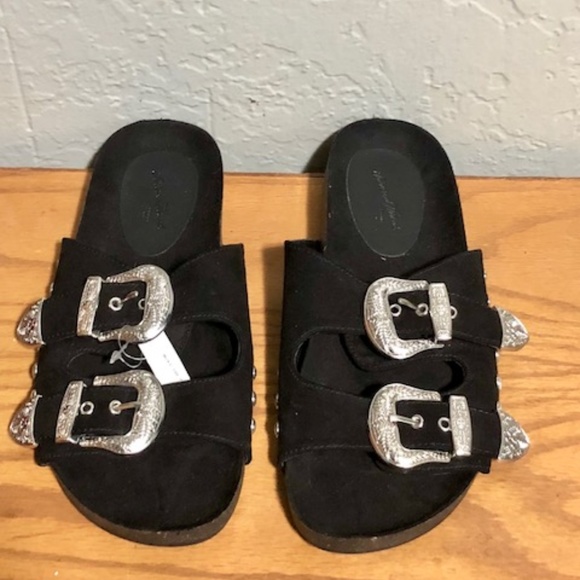 western buckle sandals